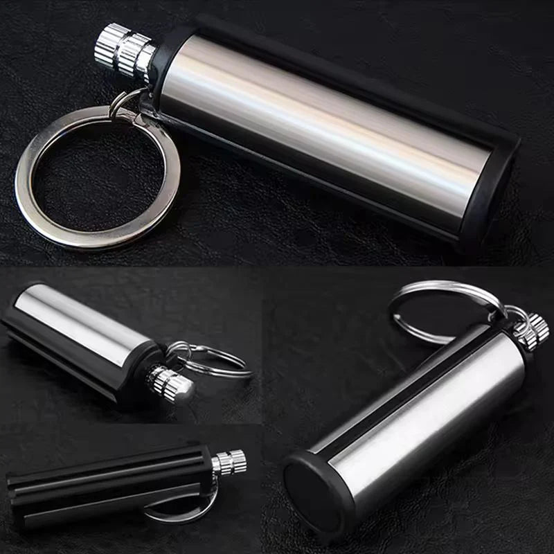 New Portable Metal Waterproof Permanent Lighter Keychain Cotton Core Fire-free Kerosene Gasoline Outdoor Camping Survival Tool