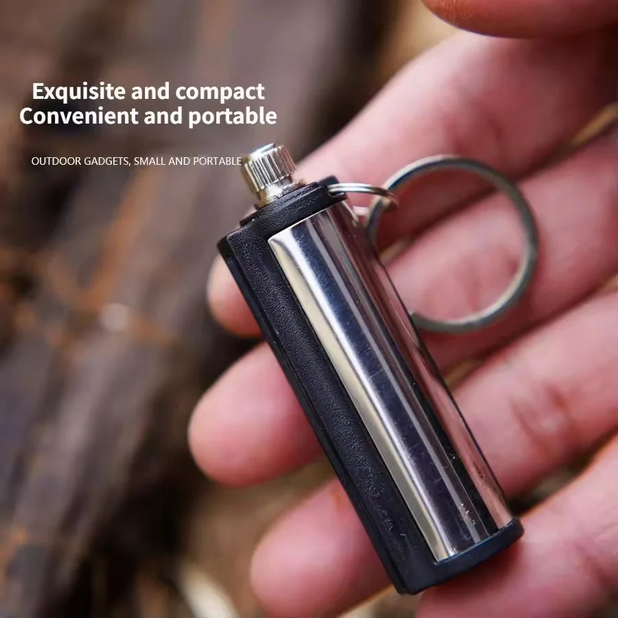 New Portable Metal Waterproof Permanent Lighter Keychain Cotton Core Fire-free Kerosene Gasoline Outdoor Camping Survival Tool